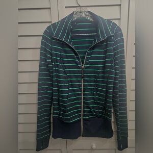lululemon athletica Black and Green Striped Bomber Jacket